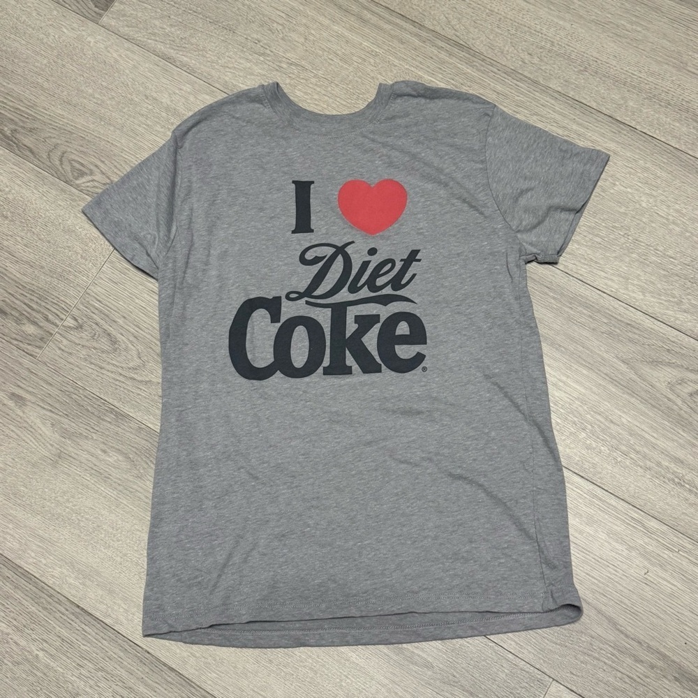 Coca Cola I Love Diet Coke Graphic T-Shirt Womens Medium Gray Short Sleeve Tee